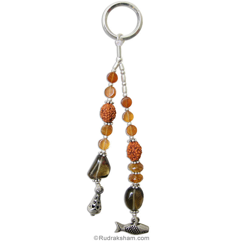Labradorite and Carnelian Key Chain