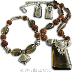 Smoky Quartz - Rudraksha Jewelry Set
