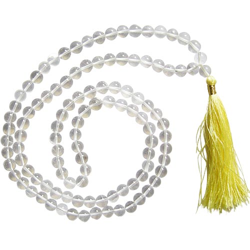  7 mm Natural Sphatik / Crystal / Quartz Stone Mala | Original High Quality Clear Sphatik Rosary | Smooth Round Plain Beads Crystal Gemstone Mala Necklace