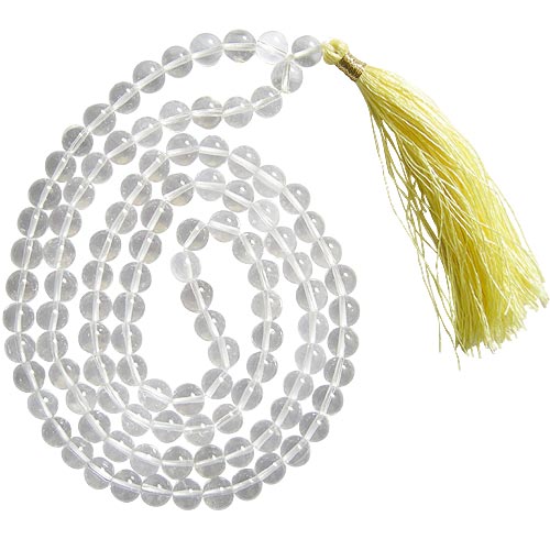 7.5 mm Natural Sphatik / Crystal / Quartz Stone Plain Beads Mala | Original High Quality Clear Sphatik Rosary | Smooth Round Beads Crystal Gemstone Mala Necklace