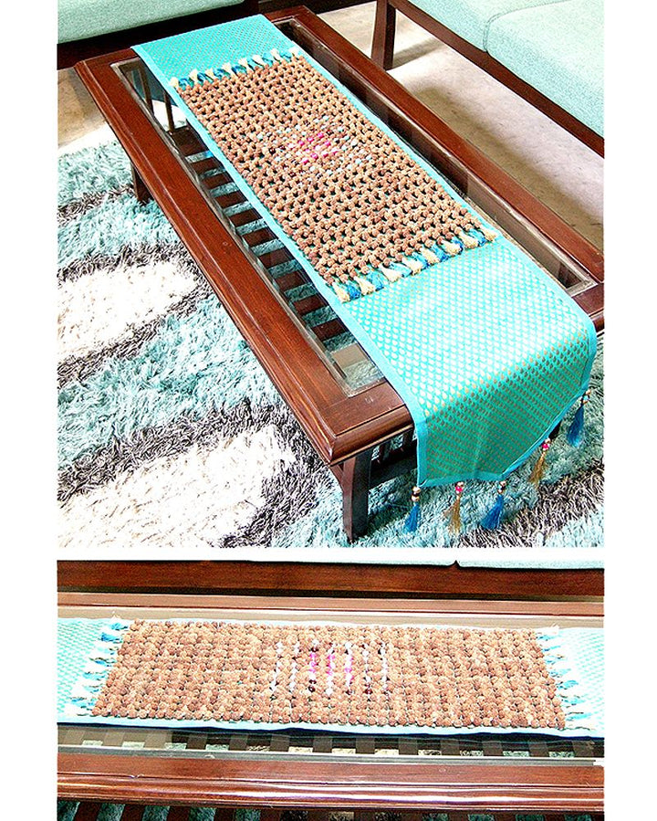 Table Runner, Rudraksha Beads Hand Crafted Table Linen, Exquisite and Unique runner for your home Decoration Settings