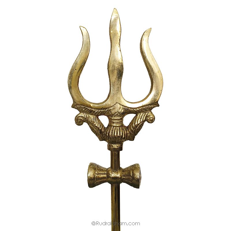 Brass Trishul with Damroo and Stand | Brass Trident with Monkey Talking Drum | Lord Shiva's Trident | Trishool