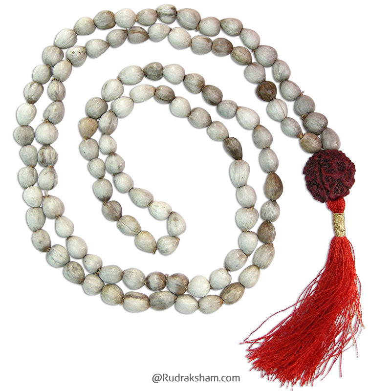  White Vaijanti Mala | Vaijanti Seed Beads Mala Necklace 108 Beads Rosary