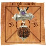 10 Mukhi Rudraksha Yantra Kavach | Ten ( Dus ) Mukhi Rudraksha Yantra on Bhoj Patra - Collector 10 Mukhi Rudraksha Bead Pendant | 10 Mukhi Narayan Rudraksha