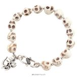 Narmund Bracelet / Skull Bracelet with Silver Om Pendant and Silver accessories | Brown Eyes Mund Beads Silver Bracelet