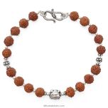 Rudraksha Bracelet 6mm | Rudraksha Beads Bracelet with Silver Accessories | 5 Mukhi Rudraksha Amulet | Panch ( Five ) Mukhi Bracelet
