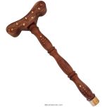 Yoga Danda with Brass Inlay Work, Traditional Meditation Stick | Wooden T Shaped Yoga Danda for Japa | Wooden Staff for Yoga Practice | Yoga Pole | Longde Staff