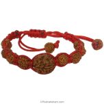 3 Mukhi Rudraksha Thread Bracelet | Teen Mukhi Rudraksha Bead wrist band | Nepal Three Mukhi Rudraksha Wrist Bracelet with 5 ( Five ) Mukhi Beads Size 9 mm