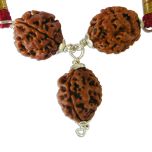 3 Mukhi Rudraksha Bead Triple Pendant in Silver | Three Mukhi, Teen Mukhi, 3 Faced Rudraksha Beads Silver Caps Kantha Mala Necklace | 3 Mukhi Rudraksha for MARS