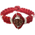  4 Mukhi Rudraksha Wrist Band in Copper Caps | Nepal Four Mukhi Wrist Bracelet | Unisex Wrist band for all Ages | Energised Char Mukhi wrist Band in Thread