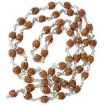 4 Mukhi Indonesian Rudraksha Beads Mala Necklace | Energised 54 Beads Java Four Mukhi Silver Caps Mala Rosary | To Pacify Planet Mercury 