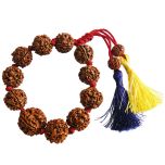 ( 18-20mm ) 5 Mukhi Rudraksha Beads Mala Bracelet | Rudraksha Bracelet in thread with twin Tassel 