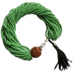  5 Mukhi Rudraksha with Green Seed Beads Bracelet