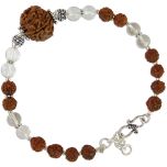 6 Mukhi Rudraksha Armlet with Sphatik Beads | Six Mukhi Rudraksha Bead Silver Armlet | 6 Mukhi Rudraksha & Crystal / Quartz Beads Arm Bracelet with Silver Accessories