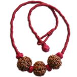6 Mukhi Rudraksha Bead Triple Pendant In Thread | Six Mukhi , 6 Faced Rudraksha Beads Kantha Mala Necklace 