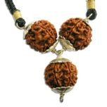 6 Mukhi Rudraksha Bead Triple Pendant In Silver | Six Mukhi , 6 Faced Rudraksha Beads Silver Caps Kantha Mala Necklace