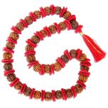  (20.00mm) 7 Mukhi Collector Rudraksha Kantha Mala With Woolen Spacers | Powerful Seven Mukhi Beads Rosary For spiritual Upliftment