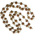 Five Mukhi 6mm Rudraksha Mala Necklace | 5 Mukhi Silver Caps Mala | Energized Indonesian Five Faced 54 Beads Mala Rosary | Paanch Mukhi Silver Mala Rosary 