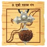 9 Mukhi Rudraksha Yantra Kavach | Nine Mukhi Rudraksha Yantra on Bhoj Patra - Collector 9 Mukhi Rudraksha Bead Pendant | Nau Mukhi Nine Faced Rudraksha Bead from Nepal 