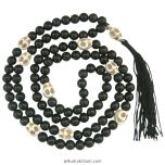 Black Agate Natural Stone Mala with Skull Beads | Original Kali Hakik and Mund ( Narmund ) Mala | Goddess Kali Mala for Protection