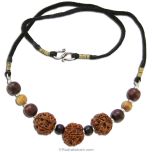 Education Necklace | Neckband Combination of 4 Mukhi Rudraksha and 6 Mukhi Rudraksha with Red and White Sandalwood Beads | Saraswati Necklace