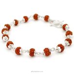 Pathri Rudraksha Charm Bracelet | Chikna Beads Rudraksha Bracelet with Silver Caps and wire | High Quality Smooth Java Rudraksha Beads Bracelet
