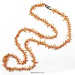 Natural Coral Gemstone Necklace, Light Orange Chips and Smooth Round Coral Beads Necklace with Silver Hook, 25 inches | Mars Stone