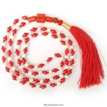  Pearl Coral Mala Thread | Coral Pearl Round Beads Necklace | Pearl and Coral Combination Mala 