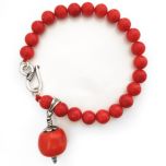 Round Red Coral Beads Bracelet with Coral Silver caps Pendant | Mars Zodiac Bracelet | Remove the Malefic effects of Planet Mars ( Mangal )| Siddh Mangal Bracelet