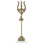 Brass Trishul with Damroo and Stand | Brass Trident with Monkey Talking Drum | Lord Shiva's Trident | Trishool