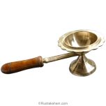 Small Brass Dhoop Burner | Brass Dhoop Dani | Bakhoor Burner with Wooden Handle, Incense Dhup Burner, Brass Handcrafted Puja Dhoop  / incense Burner, Loban Burner