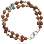 Rudraksha Double Bracelet, Double Strand Bracelet, Rudraksha Beads 2 Line Bracelet, 5 Mukhi Rudraksha Double strand Bracelet with Silver accessories - 2