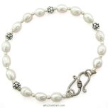 Moon - Chandra Zodiac Bracelet | Pearl Beads ( Moti ) Bracelet with Silver Accessories to remove the malefic effects of Moon / Chandra