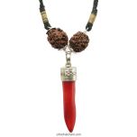 Maha Agni Power Pendant | Remove the Malefic effect of Planet Mars - Mangal | Combination of 3 Mukhi Rudraksha and Coral Moonga Bead in Silver