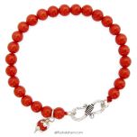 Mars Zodiac Bracelet | Round Red Coral Beads Bracelet with Coral Silver caps Pendant to Remove the Malefic effects of Planet Mars ( Mangal )| Siddh Mangal Bracelet