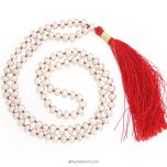 Pearl Mala | White Pearl Gemstone Necklace | 108 + 1 Beads Pearl Stone Handknotted Prayer Rosary | Moon Mala Necklace | Chakra Mala