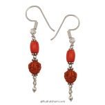 Red Coral and Rudraksha Earring