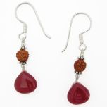 Rudraksha and Red Stone Earring