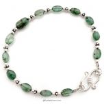  Mercury ( Budh ) Zodiac Bracelet | Emerald Beads Bracelet with Silver Accessories to remove the malefic effects of Planet Mercury / Budh / Budha