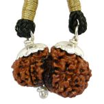 Garbh Gauri Rudraksha Bead Pendant from Nepal | Original Natural Shiv Parvati Rudraksha Bead Pendant in Silver Caps and wire