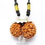 Gauri Shankar Rudraksha Bead Pendant | Shiv Parvati Rudraksha Pendant from Nepal for Meditation and Sadhana In Silver Caps