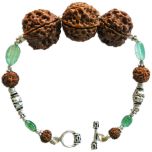  Gemini Zodiac Sun Sign Bracelet | Mithun ( Mithuna ) Rashi Bracelet |  A Combination of 4 Mukhi Rudraksha and 6 Mukhi Rudraksha Bead with Emerald Gemstone Beads in Silver | Energised Bracelet
