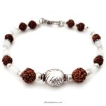 Grey Moonstone with Rudraksha Beads Bracelet