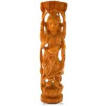 7'' Sandalwood Goddess Saraswati Statue, Natural Chandan Maa Saraswati Carved Statue, Pure Sandalwood Saraswati Idol