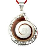 Shell Pendant in Silver with Red Cord, Sea Shell Silver Pendant, Unique Seashell Jewelry