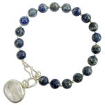 Lapis Lazuli Gemstone Bracelet with Capricorn Sun Sign Pendant | Capricorn Zodiac Pendant | Makar Rashi Pendant