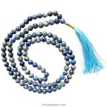 Lapis Lazuli Mala | Natural Lapiz Lazuli Gemstone Mala, Round Blue Lapis 108 + 1 Beads Prayer Rosary with Tassel