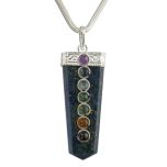 Lapis lazuli Seven Chakra Flat Healing Pencil Pendant