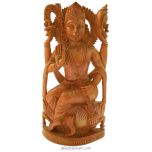 6" Lord Vishnu Statue- Pure Sandalwood Vishnu Idol, Natural Chandan Vishnu Carved Statue, Lord Vishnu Murti in White Sandalwood