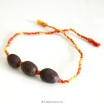 Wholesale Pack of 10 - Lotus Seed Beads and Moli Band | Black Kamal Gatta Beads Band with Mauli Thread ( Kalawa ) | Sacred Hindu Pooja Thread with Lotus Beads to make a Wrist Bracelet